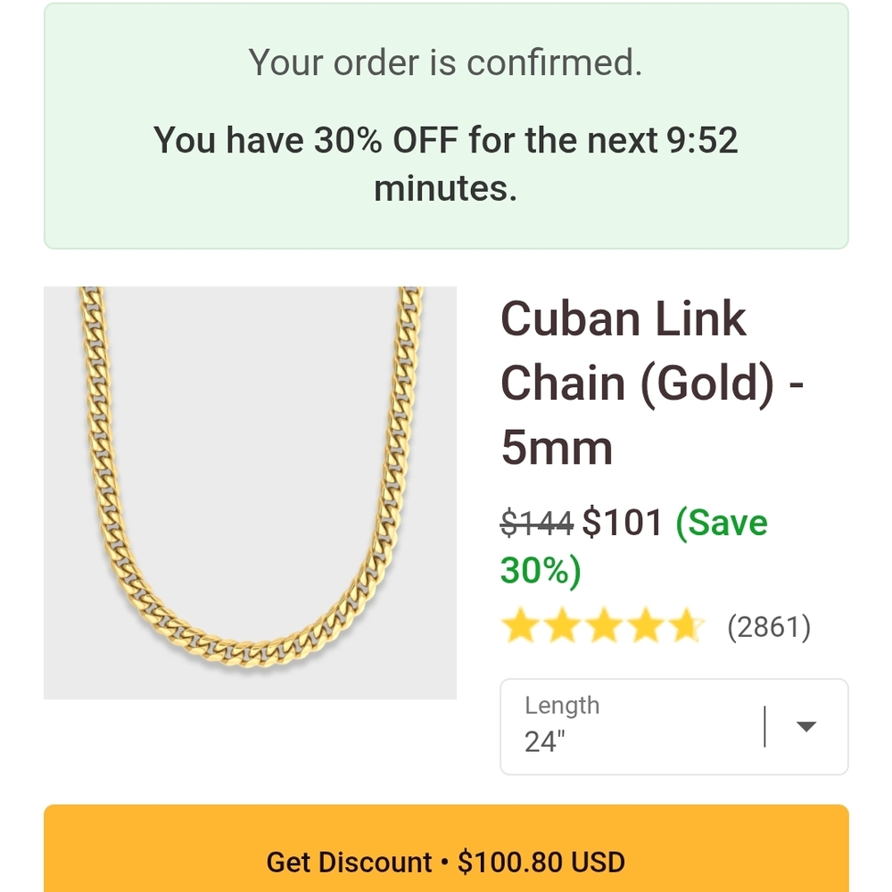 Gold Cuban Link Chain Necklace - 5mm